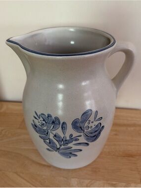 Blue Floral Ceramic Pitcher - Unbranded